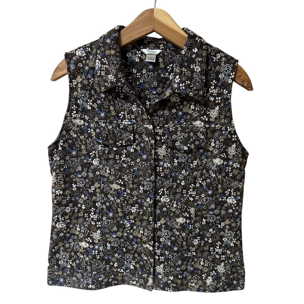 Christopher & Banks Brown and Floral Women’s Vest Size M
